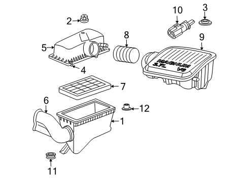 2010 Dodge Dakota Powertrain Control Air Cleaner Duct Diagram for 53034124AA