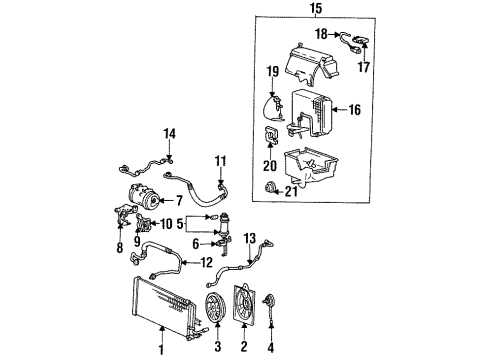 1993 Hyundai Elantra A/C Condenser, Compressor & Lines PULLEY Assembly-Air Conditioning Compressor Diagram for 97643-28300