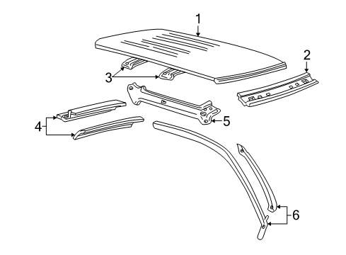 2003 Ford Explorer Sport Roof & Components Weatherstrip Diagram for 1L2Z-9851223-AAA