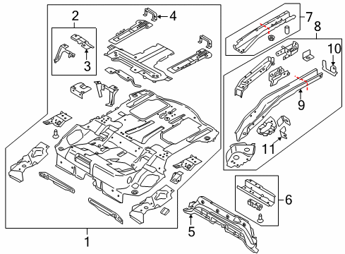 2016 Ford C-Max Rear Body - Floor & Rails Bracket Diagram for FV6Z-5860520-A