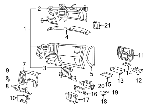 2008 Dodge Ram 2500 Instrument Panel Holder-Instrument Panel Diagram for 5JU311DHAC