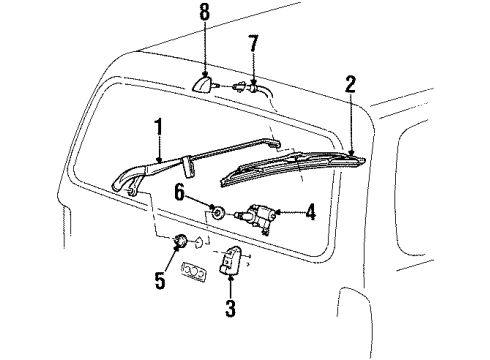 2001 Lincoln Navigator Lift Gate - Wiper & Washer Components Wiper Blade Diagram for XL7Z-17528-AB