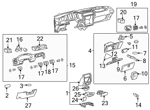 2003 Chevrolet Venture Cluster & Switches, Instrument Panel Glove Box Door Diagram for 15220222