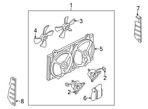 2000 Nissan Altima Cooling System, Radiator, Water Pump, Cooling Fan SHROUD Assembly Diagram for 21483-0Z000