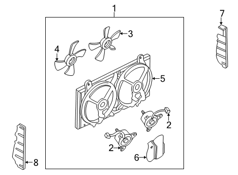 2000 Nissan Altima Cooling System, Radiator, Water Pump, Cooling Fan Motor Assy-Fan & Shroud Diagram for 21481-0Z001