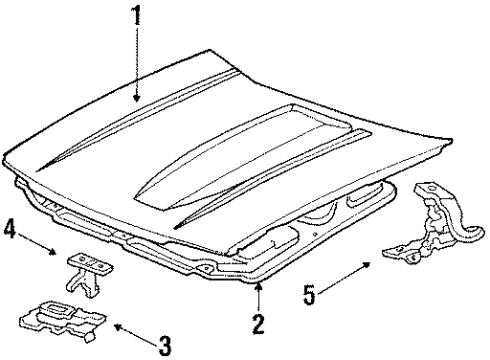 1993 Dodge Shadow Hood & Components Hood Latch Assembly Diagram for 4615955