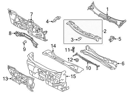 2012 Ford Fiesta Cowl Reinforce Panel Diagram for AE8Z-5402000-A