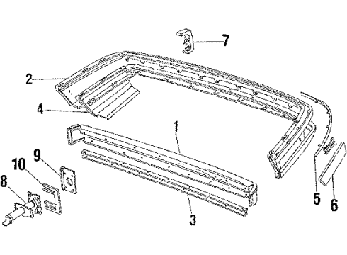 1987 Buick Electra Rear Bumper Cap-R/Bumper Fascia Molding-Light Diagram for 25525833