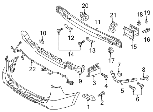 2015 Kia Sedona Rear Bumper Sensor ASY-Ultrasonic Diagram for 95720A9600SWP