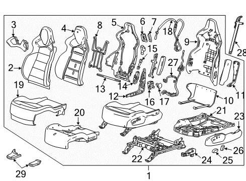 2019 Chevrolet Corvette Driver Seat Components Seat Cushion Pad Diagram for 84010076