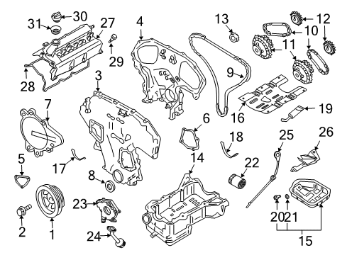 2004 Nissan 350Z Filters Cover-Belt, Back Diagram for 13570-AL660