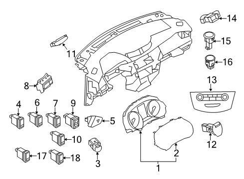 2014 Nissan Rogue Switches Switch Complete-Combination Diagram for 25560-4BA1D