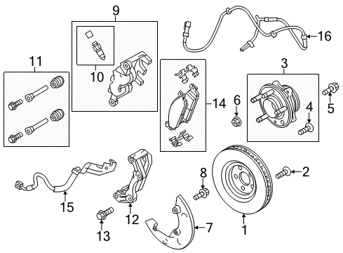 2018 Ford Police Interceptor Utility Brake Components Rear Pads Diagram for DG1Z-2200-B