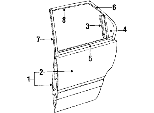 1993 Infiniti Q45 Rear Door Moulding-Rear Door, LH Diagram for 82871-60U01