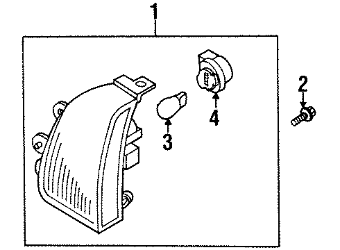 1998 Nissan Quest Bulbs Lamp Assembly-Turn Signal, Front RH Diagram for 26130-1B200