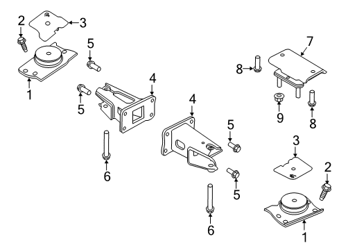 2018 Nissan Titan Engine & Trans Mounting Bolt Diagram for 55424-AX400