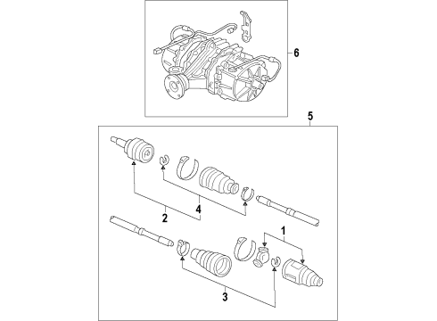 2009 Acura TL Rear Axle, Axle Shafts & Joints, Drive Axles, Propeller Shaft Shaft Assembly, Propeller Diagram for 40100-TK5-A03