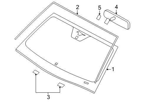 2006 Ford Mustang Windshield Glass Windshield Diagram for 4R3Z-6303100-AA