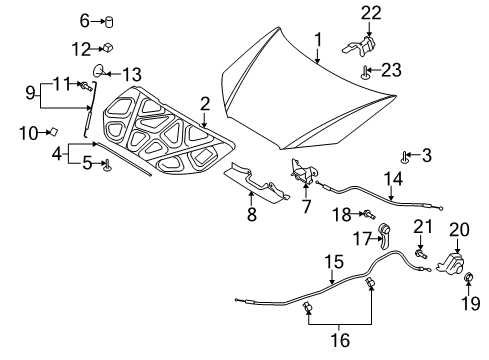 2010 Hyundai Elantra Hood & Components Bolt Diagram for 11290-06126-B