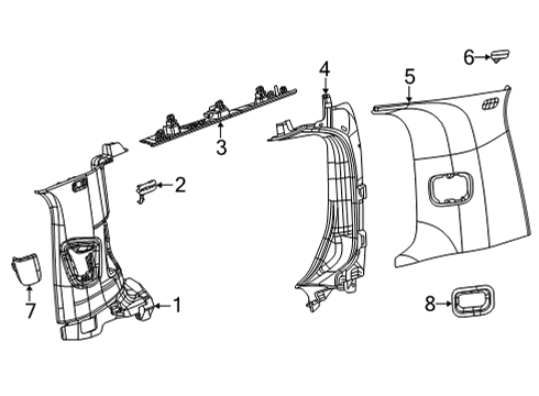 2022 Jeep Grand Wagoneer Interior Trim - Quarter Panels PANEL-C PILLAR Diagram for 6LF50TX7AA