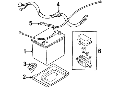 1995 Geo Metro Battery Brace, Battery Tray Diagram for 30013645