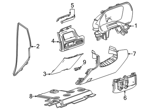 2021 Chevrolet Tahoe Cluster & Switches, Instrument Panel Applique Diagram for 84699698