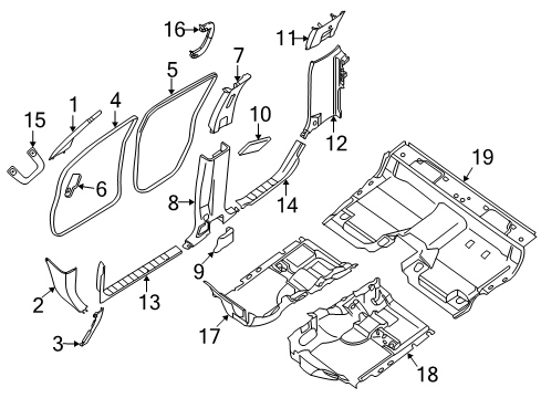 2009 Nissan Frontier Interior Trim - Cab Welt-Body Side, Rear RH Diagram for 76923-ZS40A