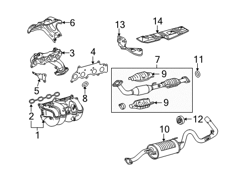 2014 Toyota Tacoma Exhaust Components, Exhaust Manifold Heat Shield Diagram for 58156-04010