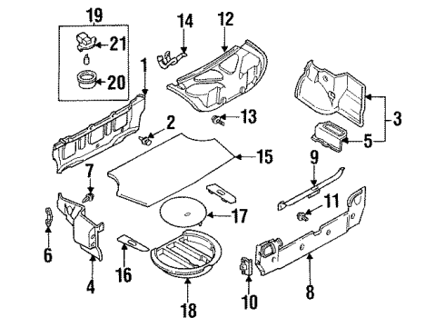 1995 Infiniti Q45 Trunk Trim Clip Diagram for 01553-06611