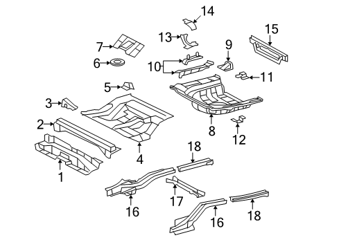 2011 Lexus ES350 Rear Body - Floor & Rails Pan, Rear Floor Diagram for 58311-33071