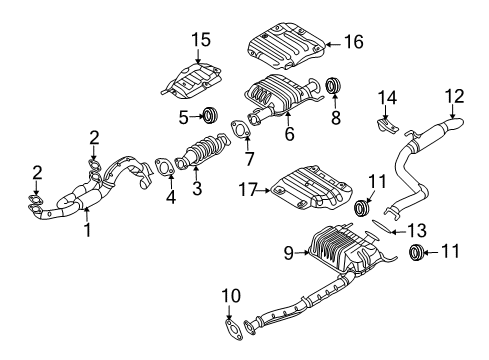 2007 Hyundai Entourage Exhaust Components Pipe-Tail Diagram for 28750-4D100