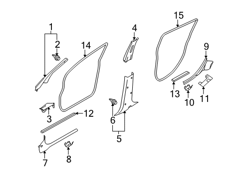 2008 Nissan Versa Interior Trim - Pillars, Rocker & Floor GARNISH Assembly-Front Pillar, RH Diagram for 76911-EL01A