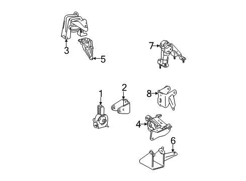 2008 Pontiac Vibe Engine & Trans Mounting Front Mount Bracket Diagram for 88969060