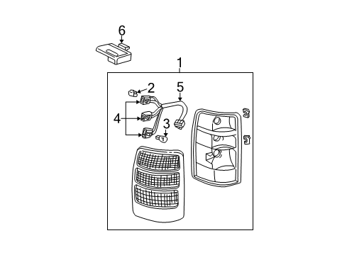 2005 Chevrolet Tahoe Combination Lamps Harness Diagram for 16526129