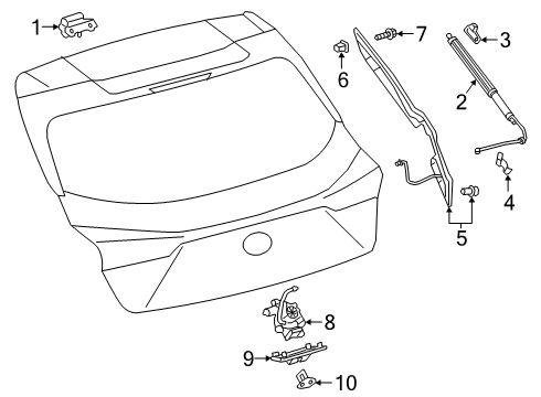 2021 Lexus UX200 Lift Gate Back Door Stay Assembly Diagram for 68950-0WE90