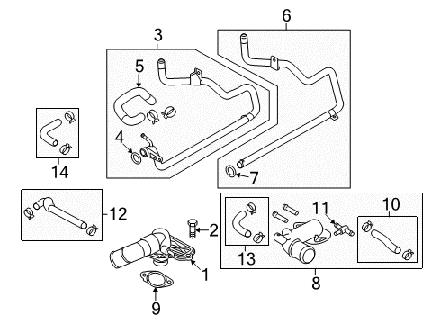 2009 Kia Borrego Hoses, Lines & Pipes Hose Assembly-Water From Diagram for 254693F300