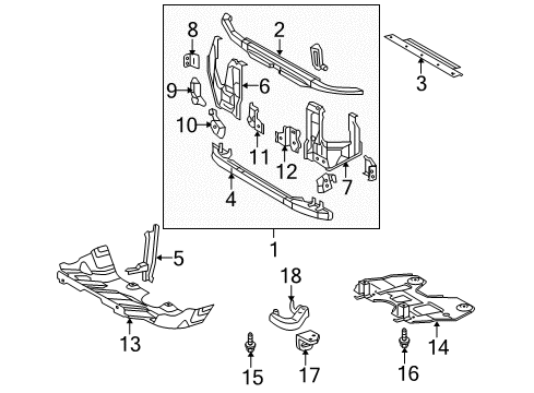 2015 Toyota Tacoma Radiator Support, Splash Shields Seal Diagram for 53292-04020