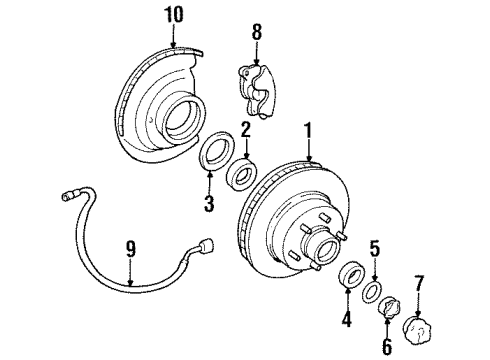 1990 Chevrolet K3500 Front Brakes Shield Asm-Front Brake Disc Splash /RH Diagram for 15649246