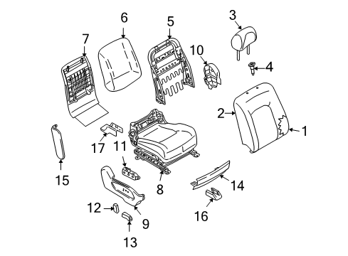 2010 Nissan Murano Power Seats Cushion & Adjuster Assy-Front, RH Diagram for 873A2-3ZG5A