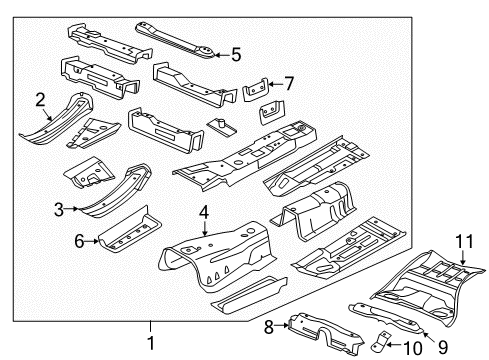 2018 Chrysler 300 Pillars, Rocker & Floor - Floor & Rails Pan-Front Floor Diagram for 68043495AR