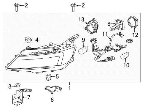 2020 Chevrolet Impala Headlamps Hid Headlamp Components Diagram for 22860334