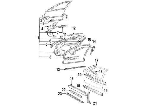 1996 Buick Regal Front Door & Components, Exterior Trim Molding Asm-Front Side Door Window Garnish Diagram for 10284988