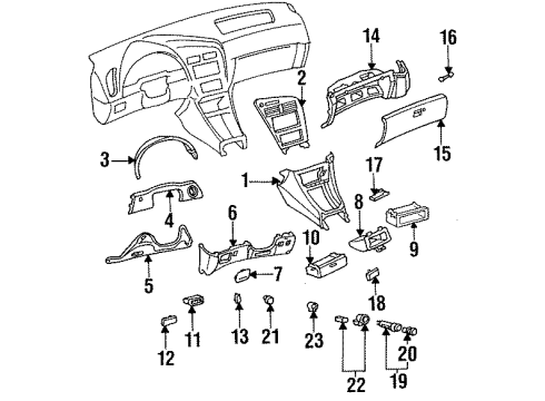 1997 Toyota Celica Instrument Panel Lower Panel Diagram for 55434-20180-C0