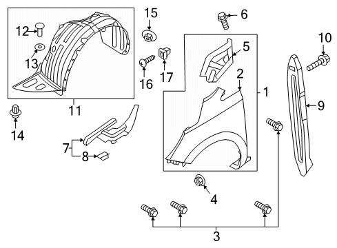 2019 Kia Sedona Fender & Components Nut-Plug Diagram for 84145-26001