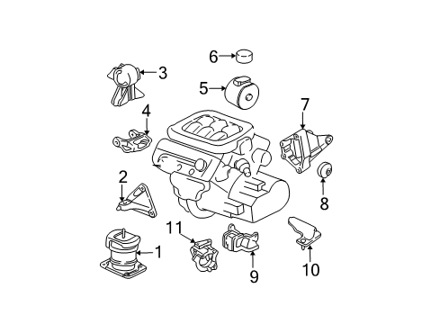2004 Honda Pilot Engine & Trans Mounting Weight, Rear Engine Mounting Bracket Diagram for 50828-S3V-A00