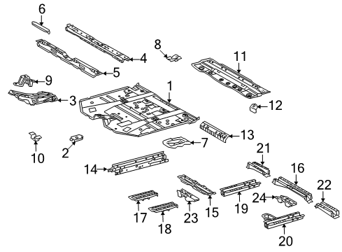 2011 Lexus RX350 Pillars, Rocker & Floor - Floor & Rails Pan, Center Floor, Front Diagram for 58212-48908