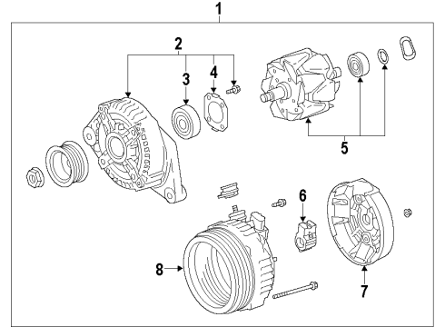 2014 Lexus RX350 Alternator Alternator Assembly With Regulator Diagram for 27060-0P340