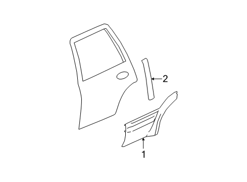 2003 Oldsmobile Bravada Exterior Trim - Rear Door Molding Asm-Rear Side Door Lower (Paint To Match) *Black Diagram for 15185255