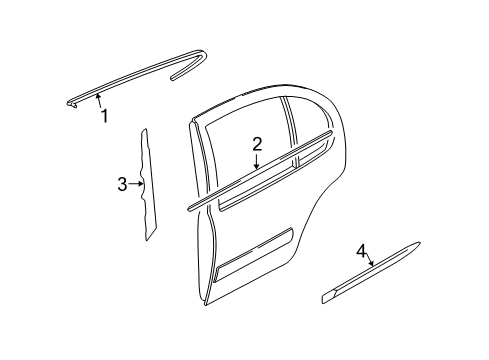 2000 Infiniti I30 Exterior Trim - Rear Door MOULDING Rear Door, RH Diagram for 82870-2Y072