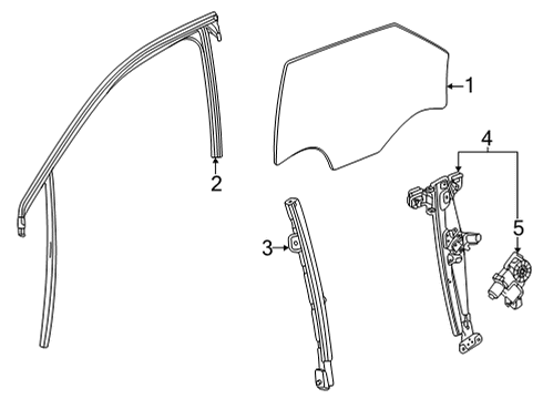 2022 Chevrolet Trailblazer Front Door Glass & Hardware Run Channel Diagram for 42755923